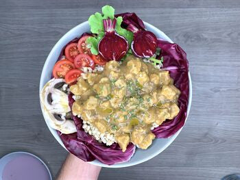 Casserole vegan "Boscaiola" avec des champignons cèpes, morceaux de soja prêt à cuire avec assaisonnement - 2 portions
